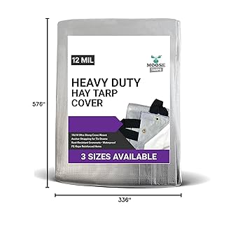 Moose Supply Waterproof Hay Tarp - Heavy Duty Tarp for Hay